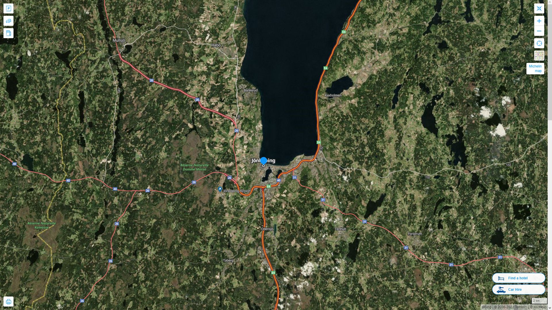 Jonkopin Suede Autoroute et carte routiere avec vue satellite
